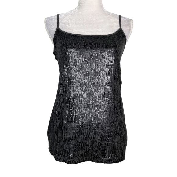 Ann Taylor LOFT Tank Camisole Gray Sequin Medium Adjustable New - Picture 3 of 12